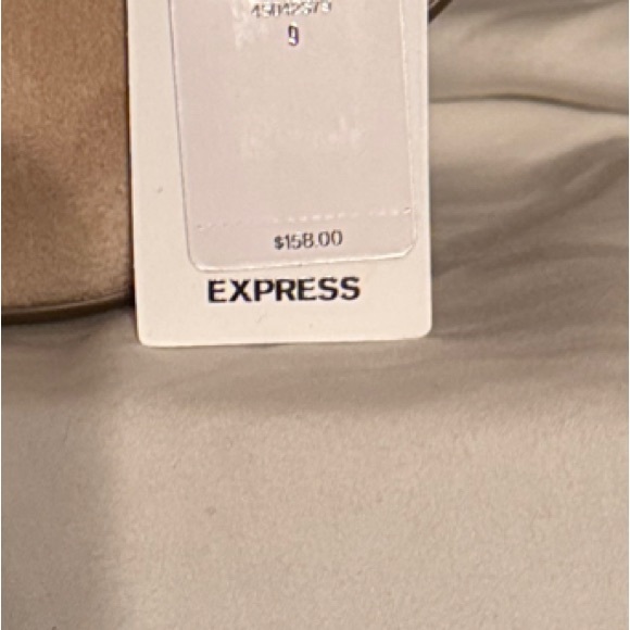 NWT Express Tan Genuine Suede Heeled Ankle Boots w/ braid detail - Picture 3 of 5